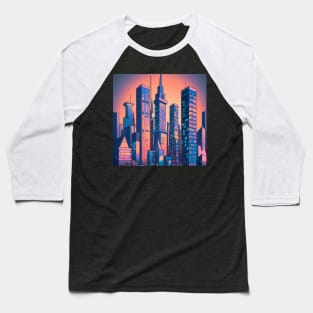 Retro futuristic City Baseball T-Shirt